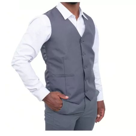 Colete Social Masculino Slim Cinza Com Fivela Para