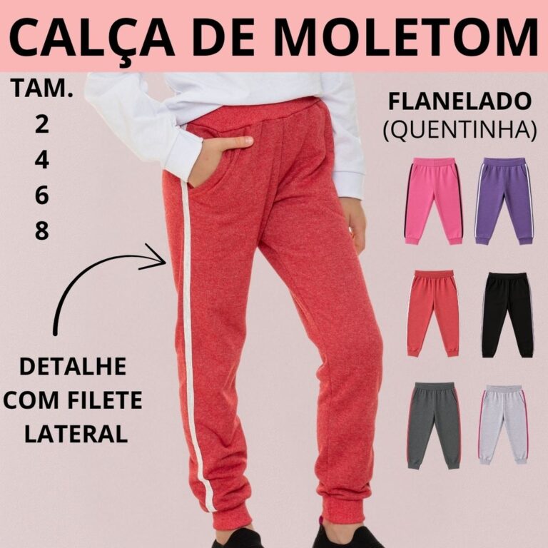 Calça 2 ao 8 Moletom Peluciado 2 Bolsos Filete La