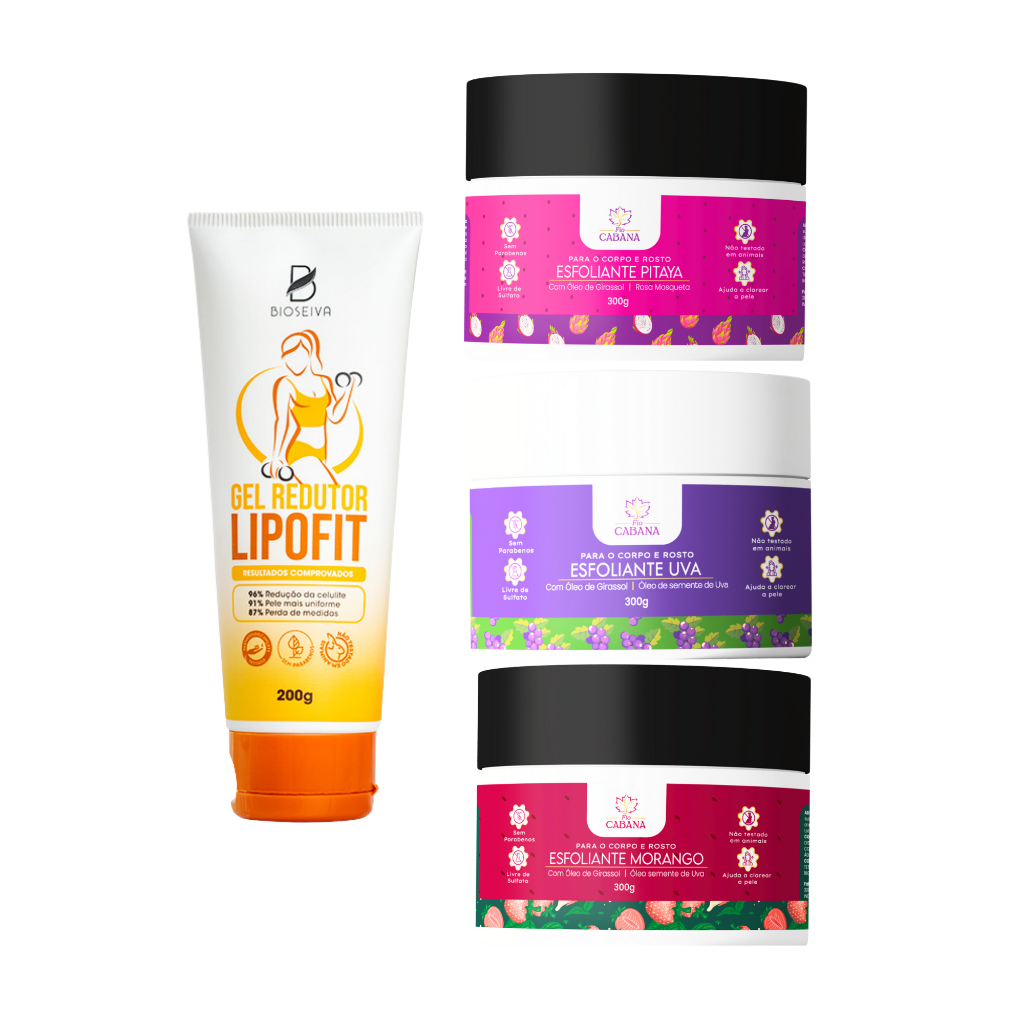 Gel Redutor Lipofit BioSeiva + Esfoliante Fio Cabana 300g | Hidratação, Anticelulite e Renovação