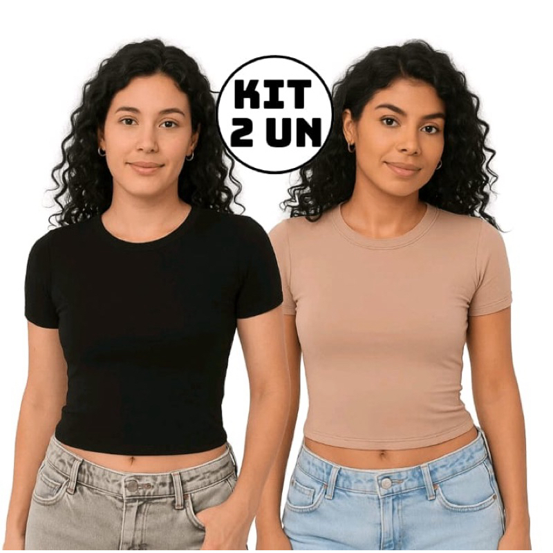 kit 2 blusa feminina baby look feminina blusinha feminina casual