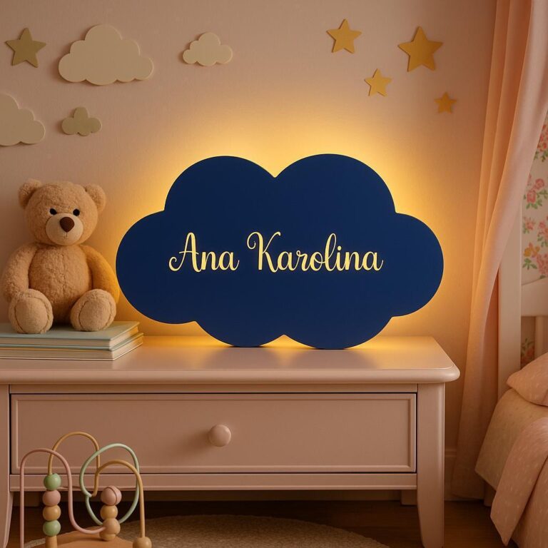Luminária Personalizada Nuvem 60cm Abajur Grande 