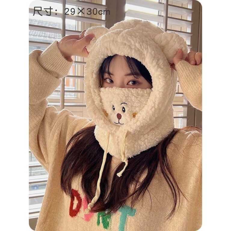 Chapéu de orelhas de urso Kawaii capa de cachecol