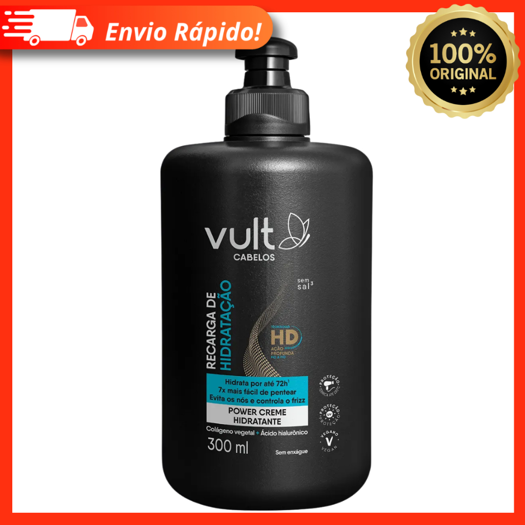 Creme Hidratante Power Vult Recarga de Hidratação 300ml – Hidrata e Controla o Frizz