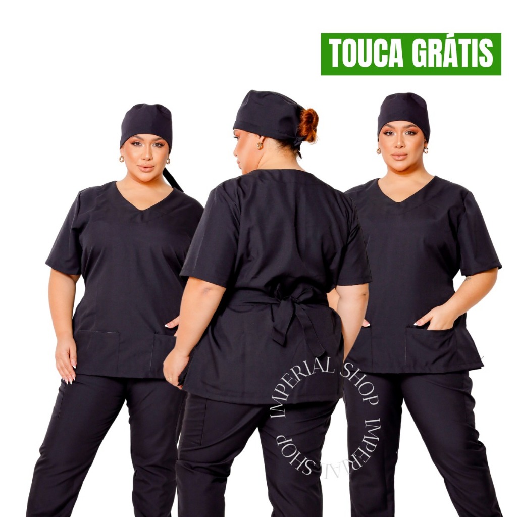 Privativo Com Touca Uniforme Dentista Plus Size Scrub Pijama Hospitalar -Tokio