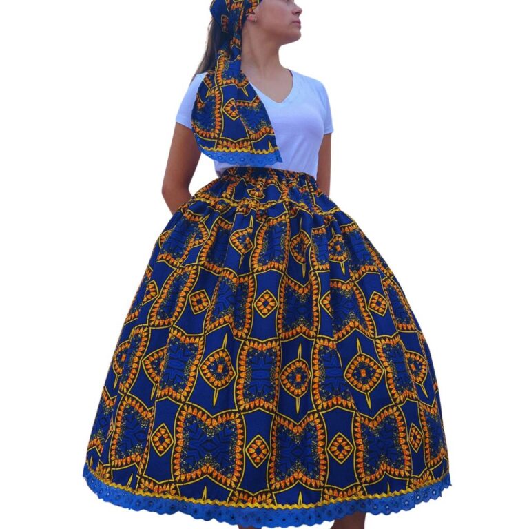 Conjunto Saia e Ojá Pano de Cabeça Estampa Afric