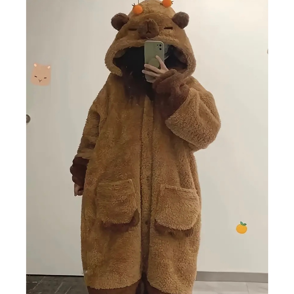Roupão  Pelúcia capivara Unissex Quente Inverno Fofo