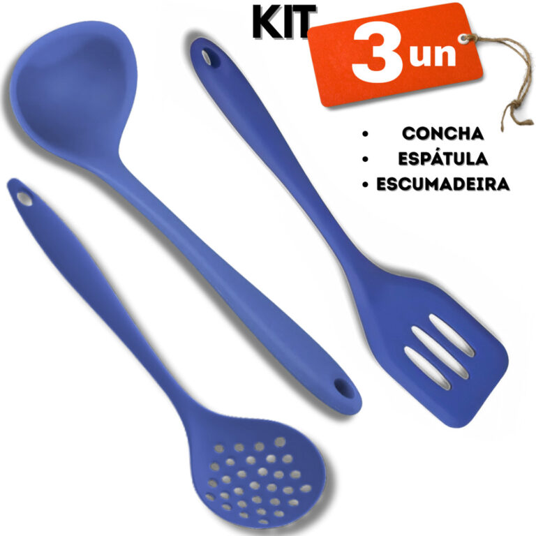 Kit 3 pçs de Utensílios de Cozinha de Silicone &