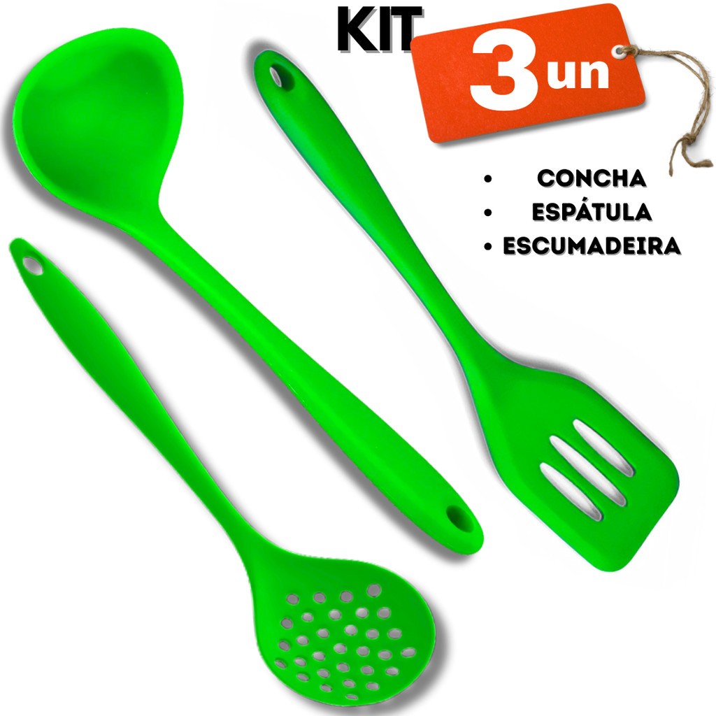 Combo 3 Pçs de Utensílios de Cozinha de Silicone – Jogo para Cozinha