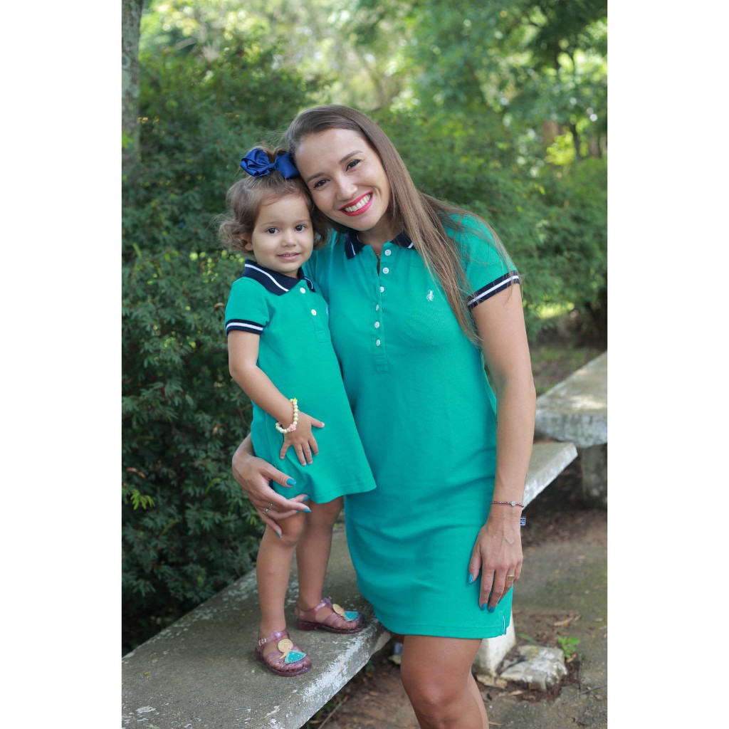 Kit mãe e filha polos verde jade