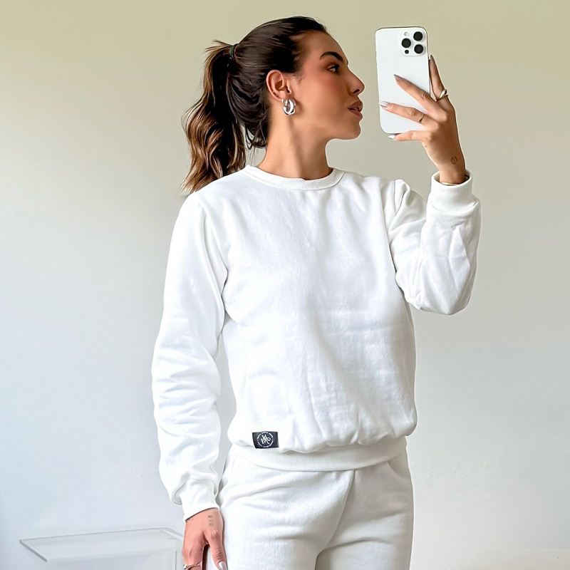 Blusa de Frio feminino Blusa Moletom Feminino Casaco Flanelado feminina gola o Algodão Lisa conjunto