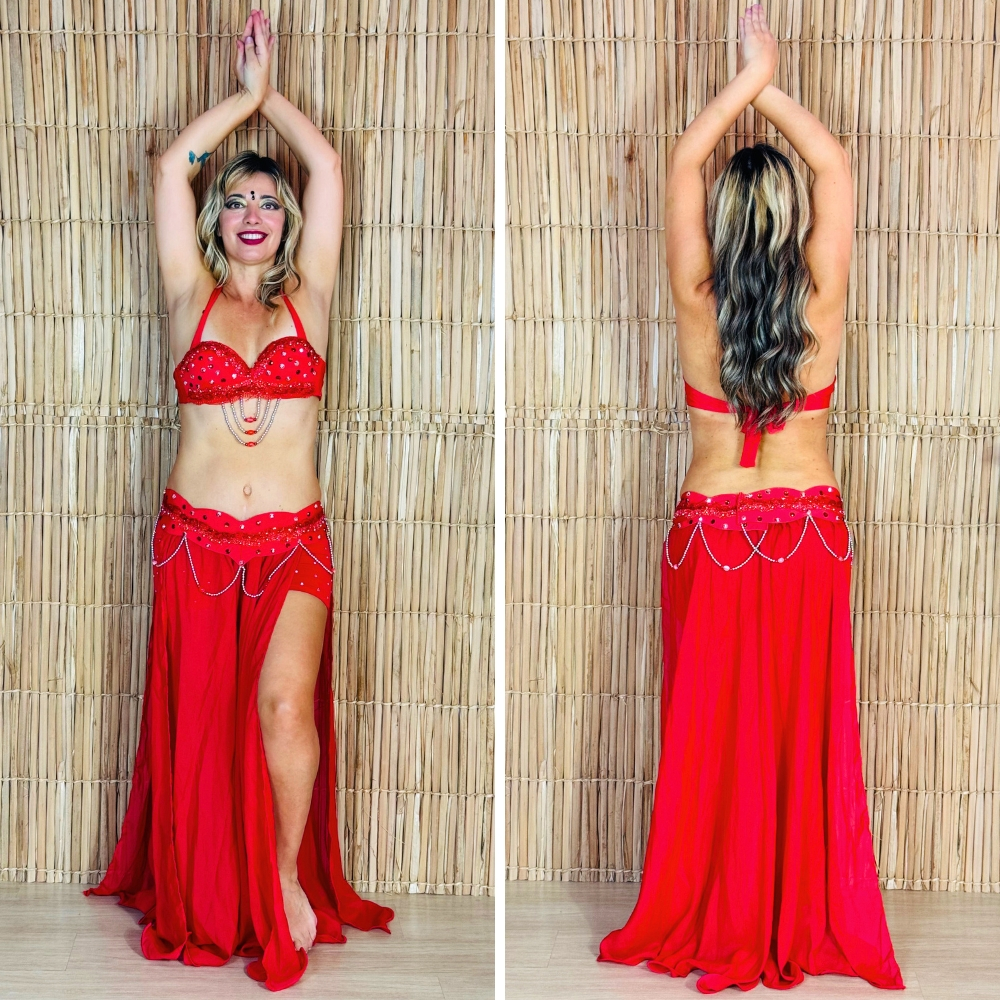 [Liquidação] Dança do Ventre Traje Bordado Completo  P 40 – Pronta Entrega – TPCL-431