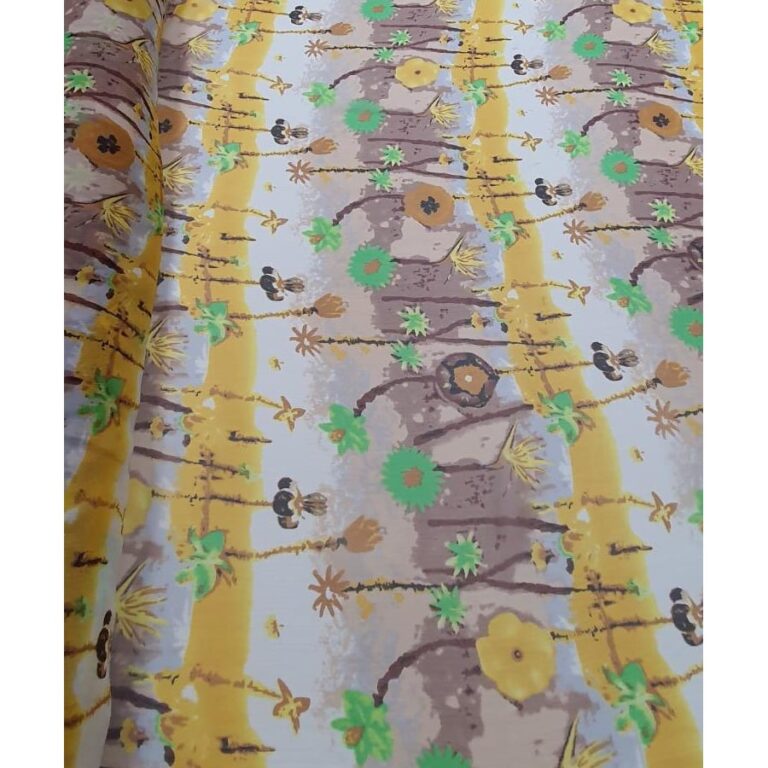 Tecido Chiffon Youriu Seda Pura Floral Amarelo