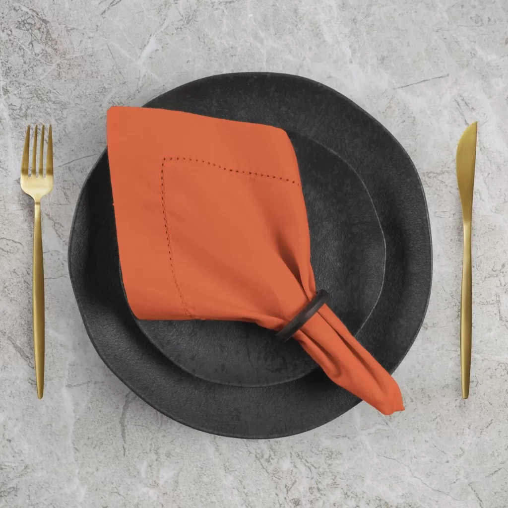 Guardanapo de Tecido Algodão Ponto Ajour 4 Peças – Laranja