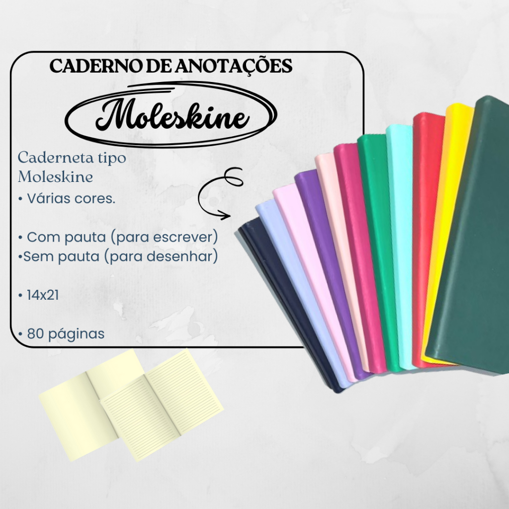 PROMOÇÃO SKETCHBOOK Caderneta Moleskine 21×14 cm SEM ou COM Pauta