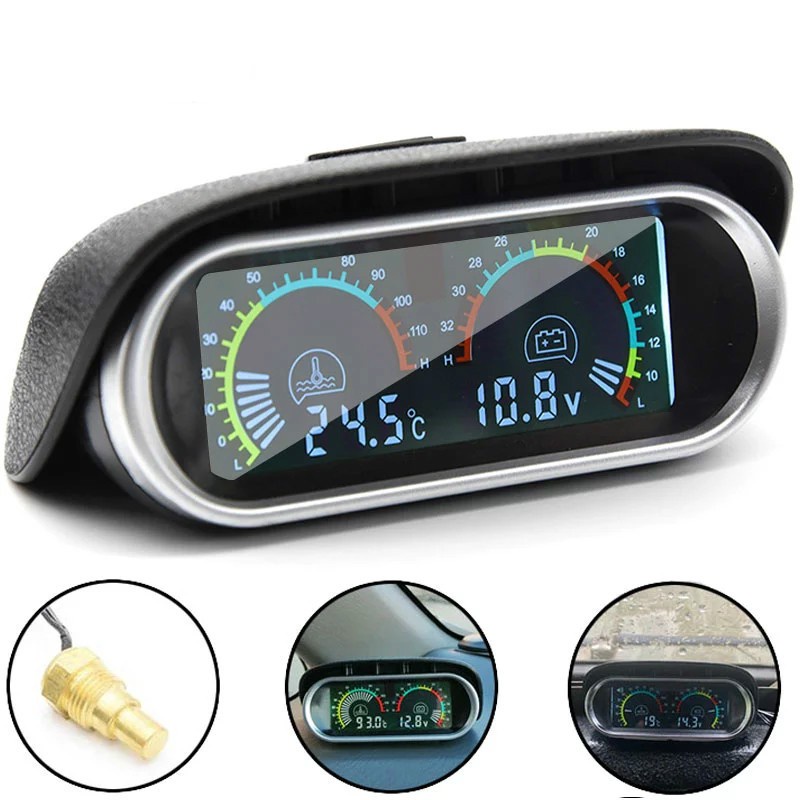 2-EM-1 horizontal 12v/24V LCD voltímetro digital do caminhão automotivo, voltímetro universal da tem