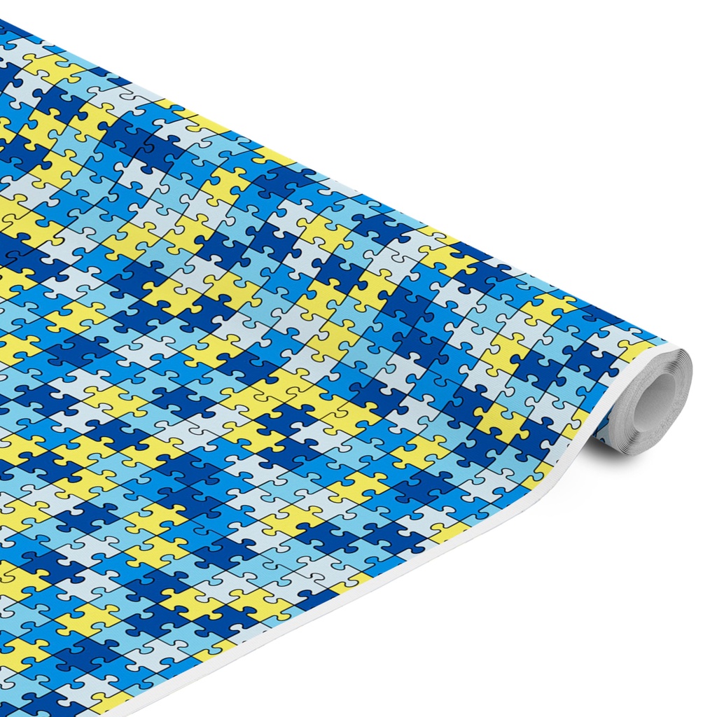 Tecido Poliéster Estampado Quebra-Cabeça do Autismo Azul – 3,00×1,40m