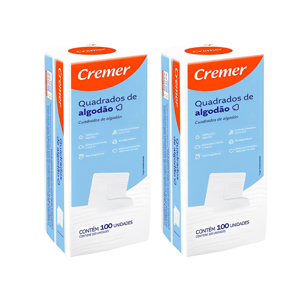 Kit 2 Algodão Quadrado Cremer 100und cada
