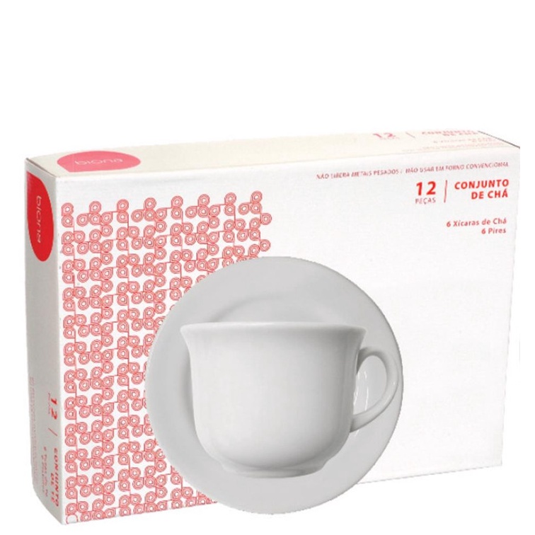 DONNA BRANCO CJ XICARA CHA C/ PIRES 12 PCS