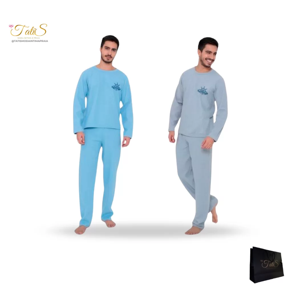 Pijama Comprido Soft Atoalhado Masculino Inverno Plush Marido Filho Noivo Namorado