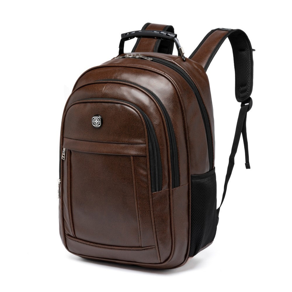 Mochila Couro Sintético Marrom Crosswave Resistente