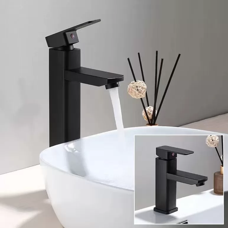 Torneira quadrada preta quente e fria torneira de armário de banheiro preto torneira de pintura de f