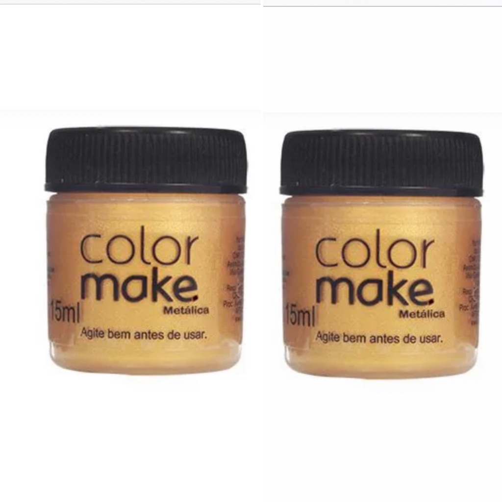Kit Tinta Liquida Metálica 15ml Colormake C/ 2 (Ouro)