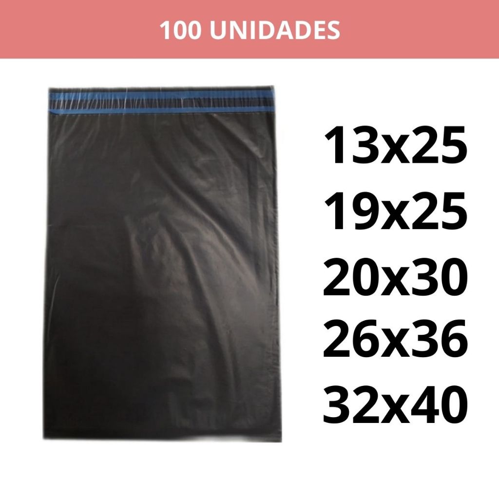 Kit Envelope de Segurança com 100 unidades embalagem cinza auto colante – Varias medidas