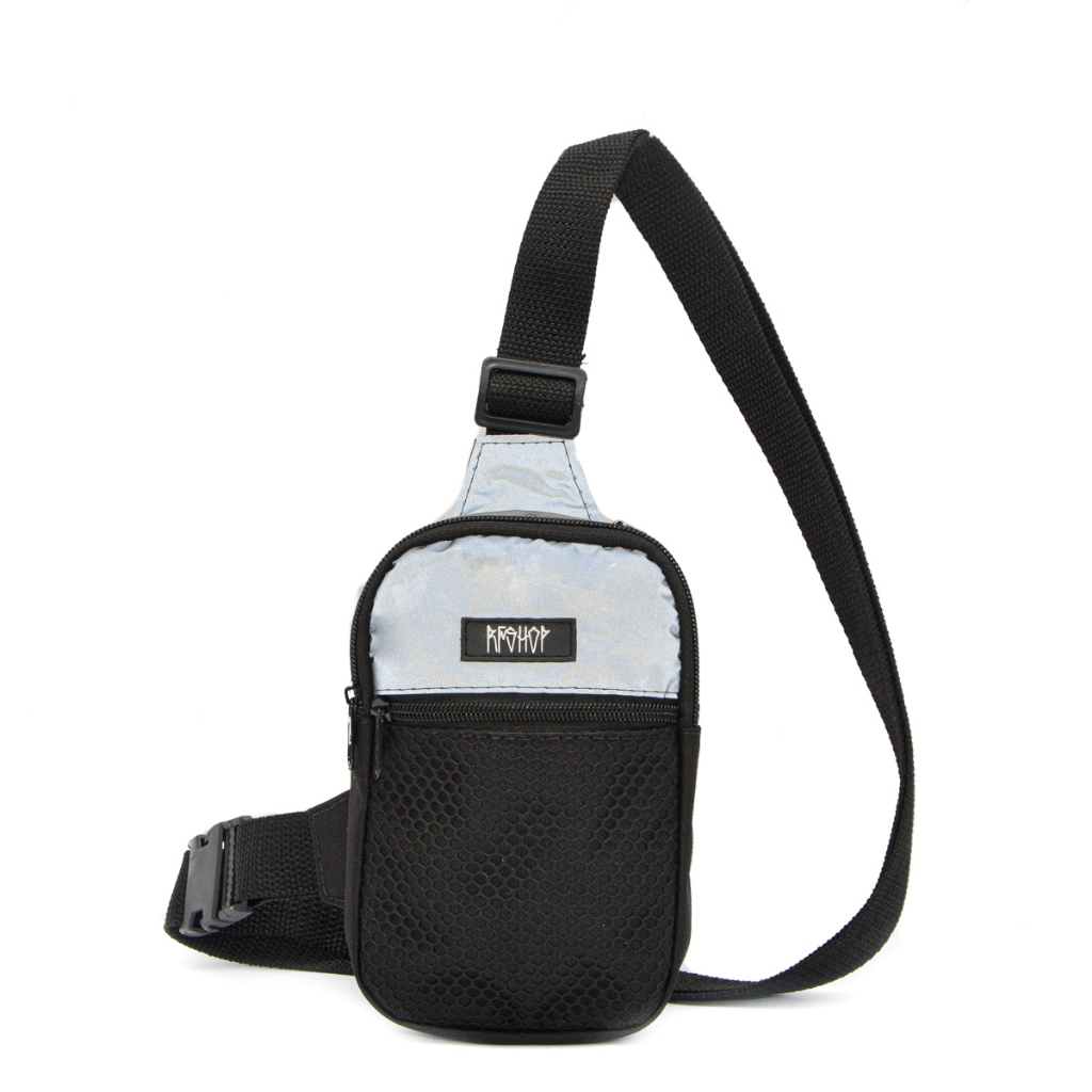 mini bolsa chest refletiva cinza