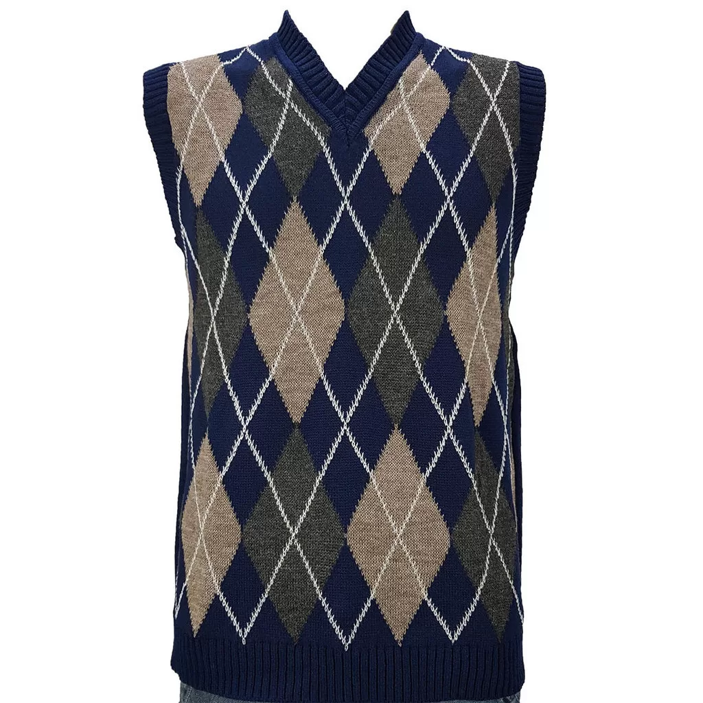 Colete Masculino Tricot Losango Argyle – Katlen Tricot / Pulôver Estilo Vintage E Casual