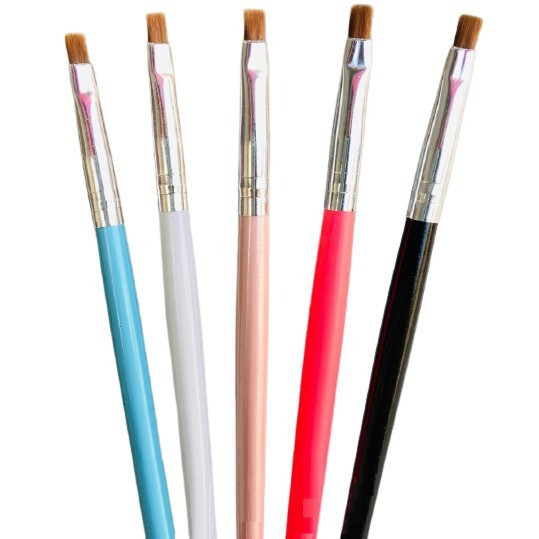 Kit com 5 Pinceis Reto Para Gel Unha Uv Led Acrige