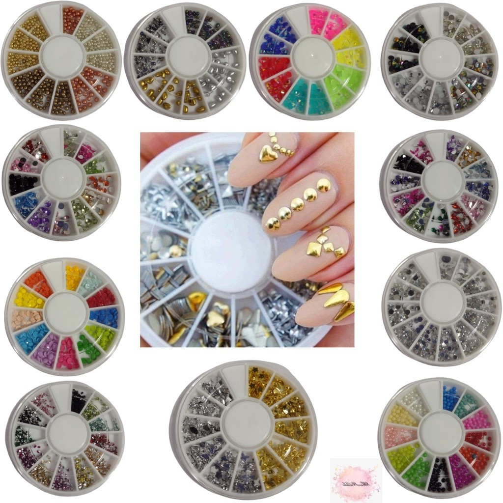 kit jóias/corrente de unhas manicure, decoração de unhas, pedraria de unha, kit pedrarias
