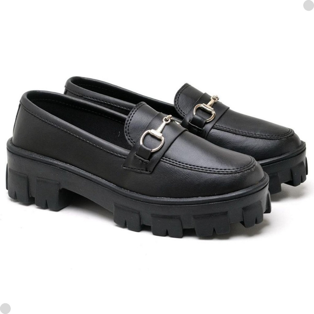 Mocassim Feminino Tratorado  Blogueira Oxford Plataforma