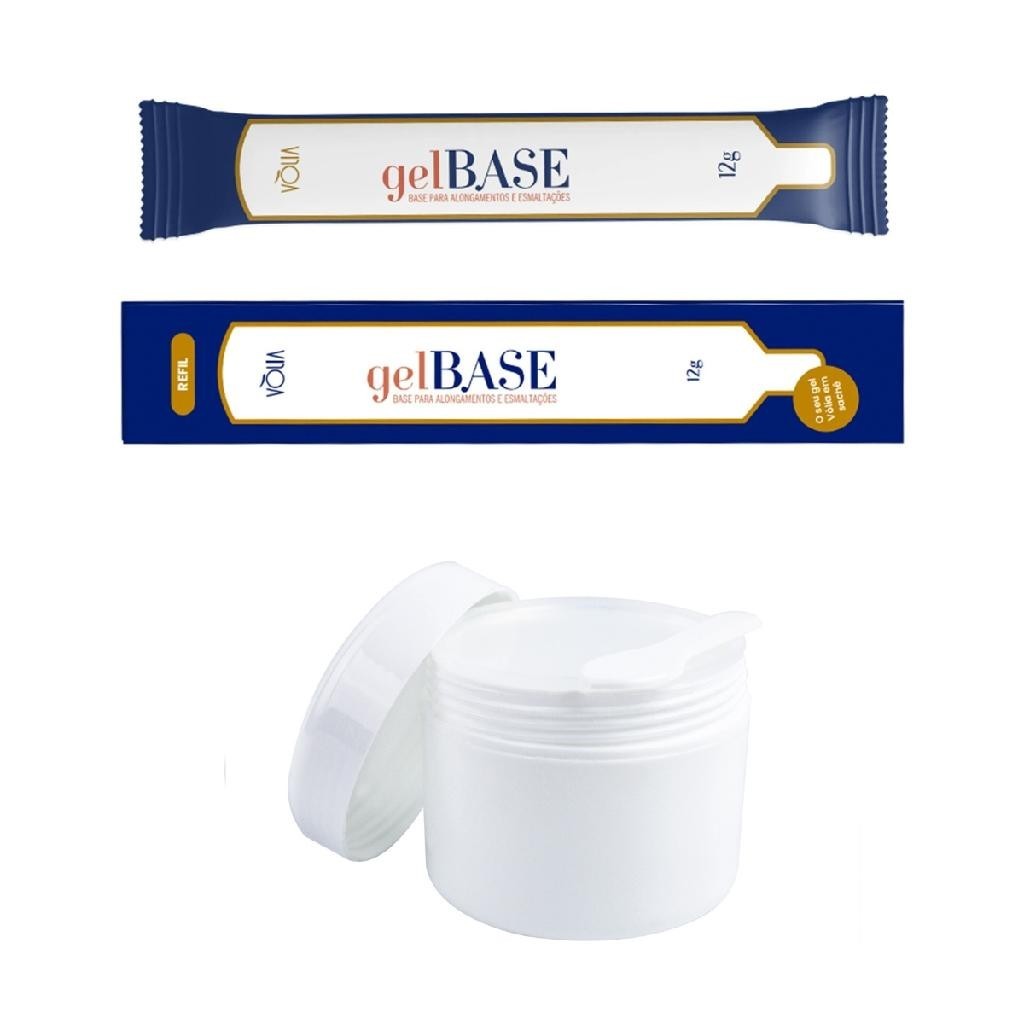 Sachê Refil Gel Base Vòlia Alongamento + Pote Reutilizável Manicure Unha Nail Salão Estúdio Unhas