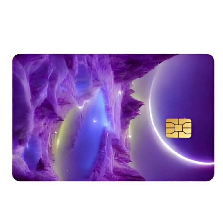 adesivo cartão de crédito débito neon roxo mís