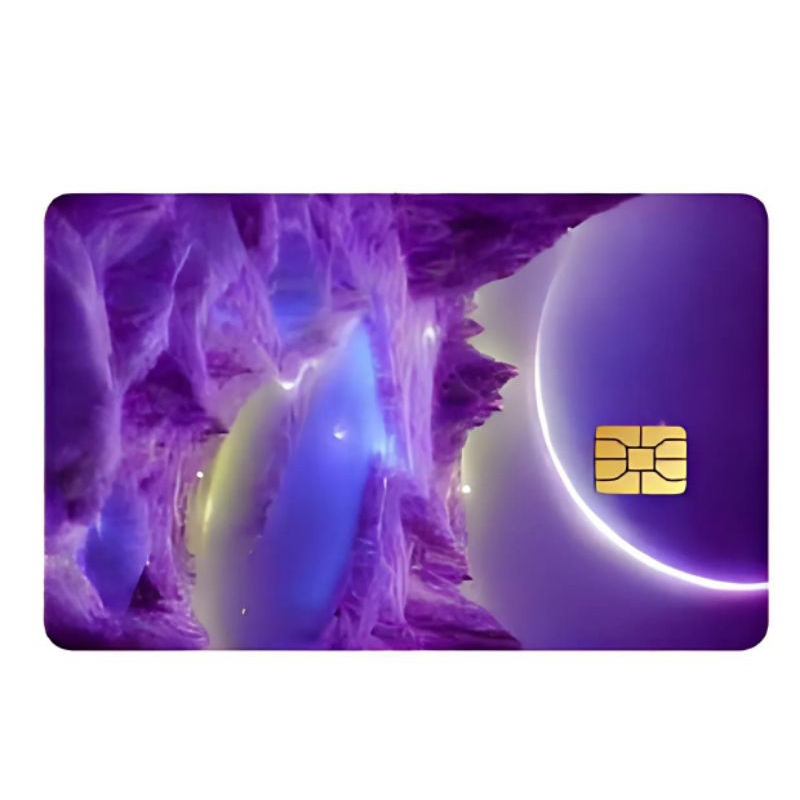 adesivo cartão de crédito débito neon roxo místico unicórnio magia