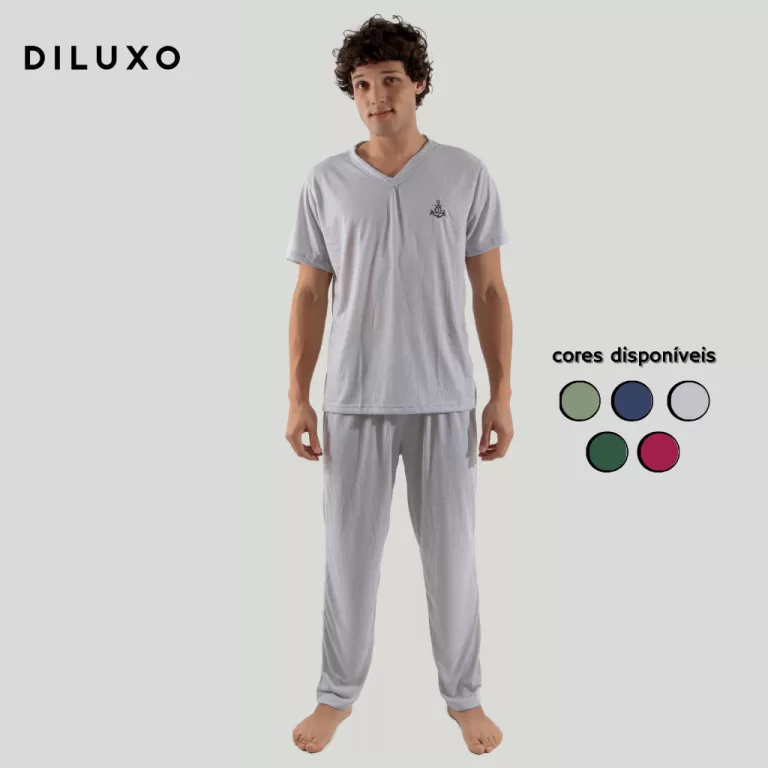 Pijama Masculino Calça e Camisa Manga Curta Malha