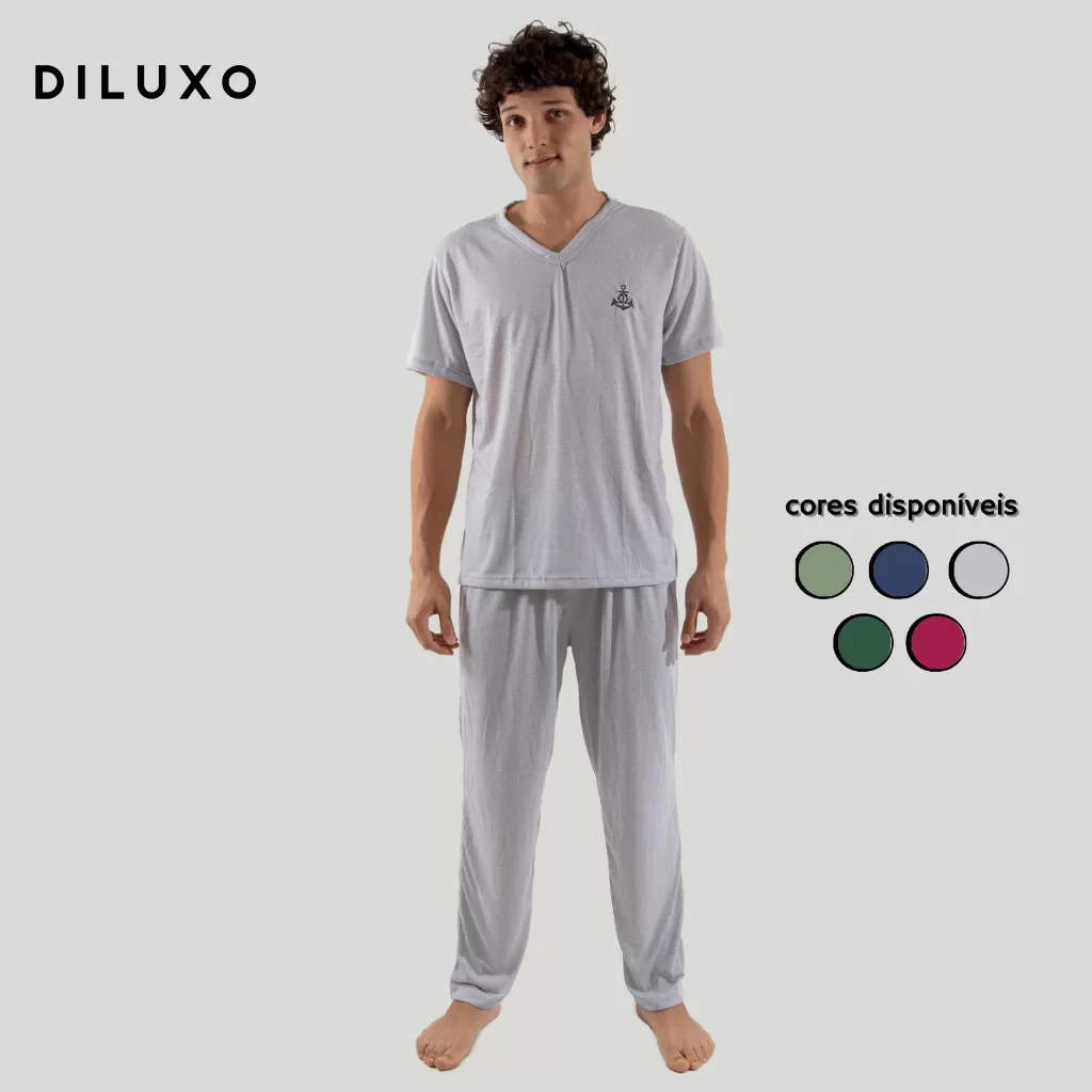 Pijama Masculino Calça e Camisa Manga Curta Malha