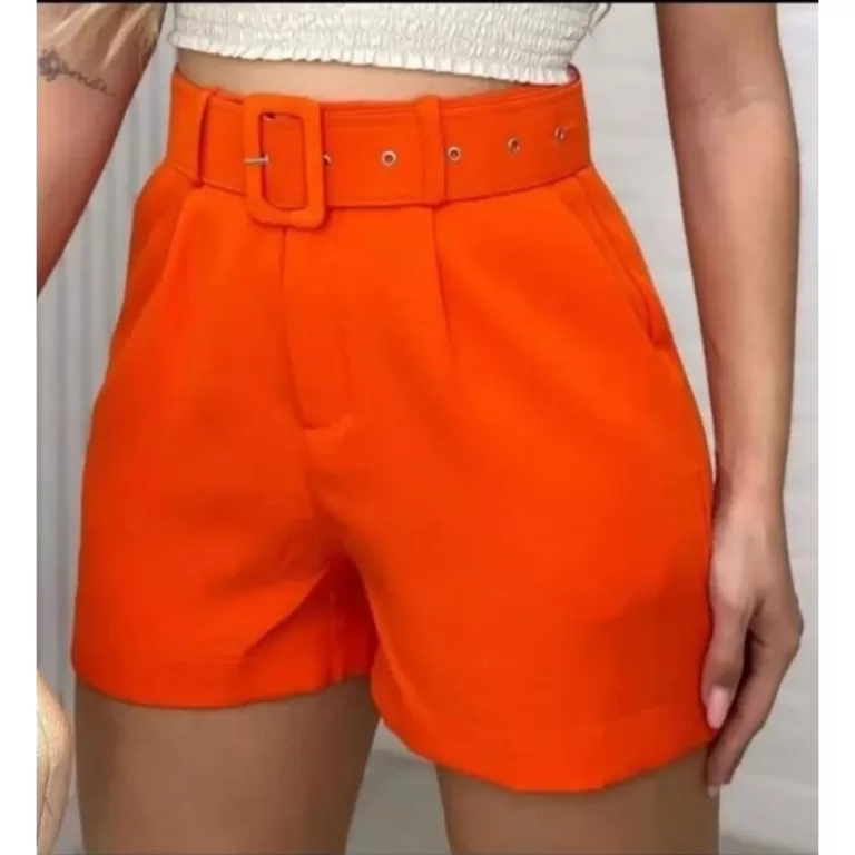 shorts alfaiataria com cinto