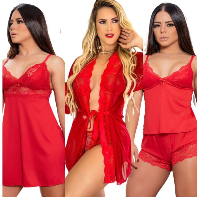 Kit com 1 Camisola Sensual Feminina + 1 Robe Femin
