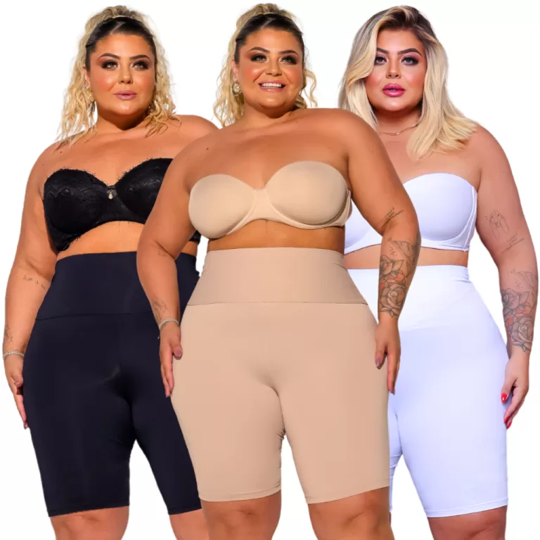 3 BERMUDAS Kit Segunda Pele Plus Size que Evita As