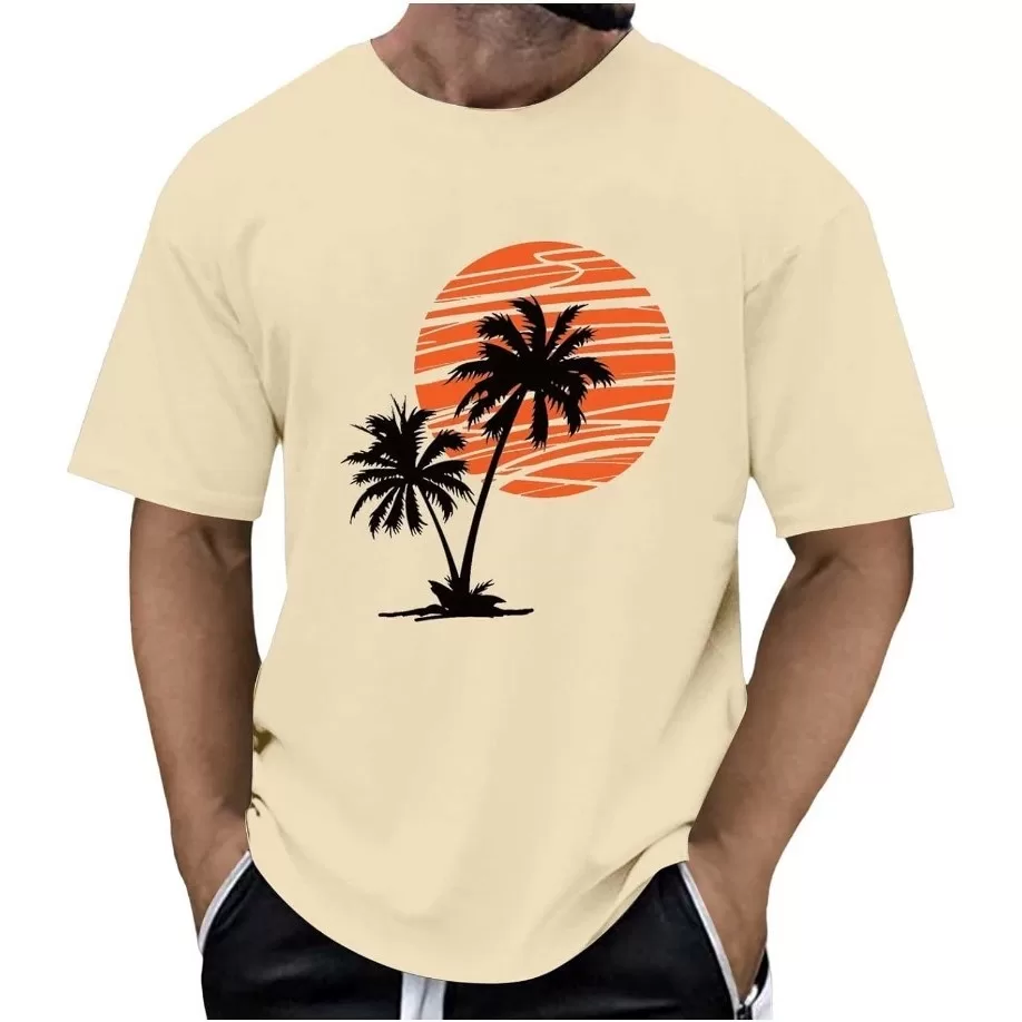 Camisa Camiseta Vintage Praia Para Uso Casual Masculina Em Malha 30.1 Com Costura Reforçada