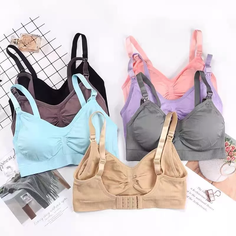 Kit 2 ou 3 Sutiã De Amamentação Mulheres Grávidas Sem Aro Anti-Galactorréia Fecho Triplo Pós-Parto S