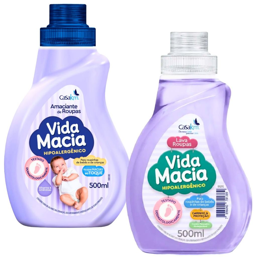 Kit Vida Macia Sabão Líquido 500ml e Amaciante 500ml