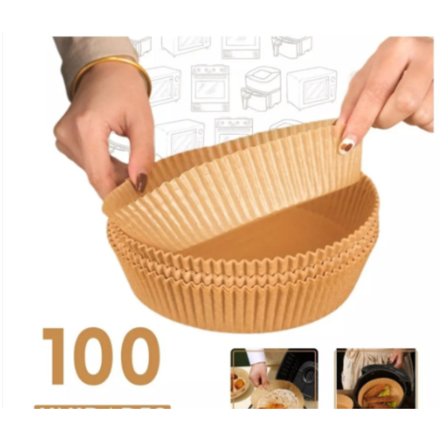 Forma De airfryer Papel Descartável Redondo Antiaderente Papel 50,100,150,200,300 Unidades