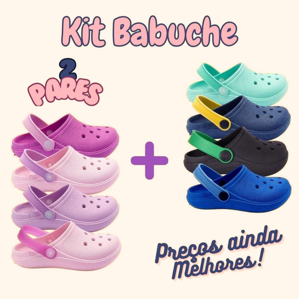 Kit 2 Babuche Infantil Chinelo Masculino Menino Menina Sandália Feminina Confortável Macio Correia