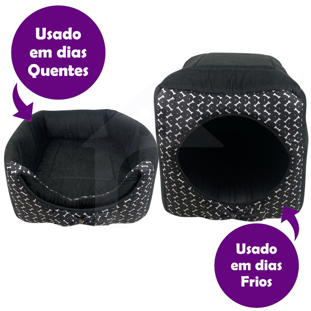 Cama Toca Iglu 3 em 1 para Cachorro e Gato Tamanho EXTRA GGG