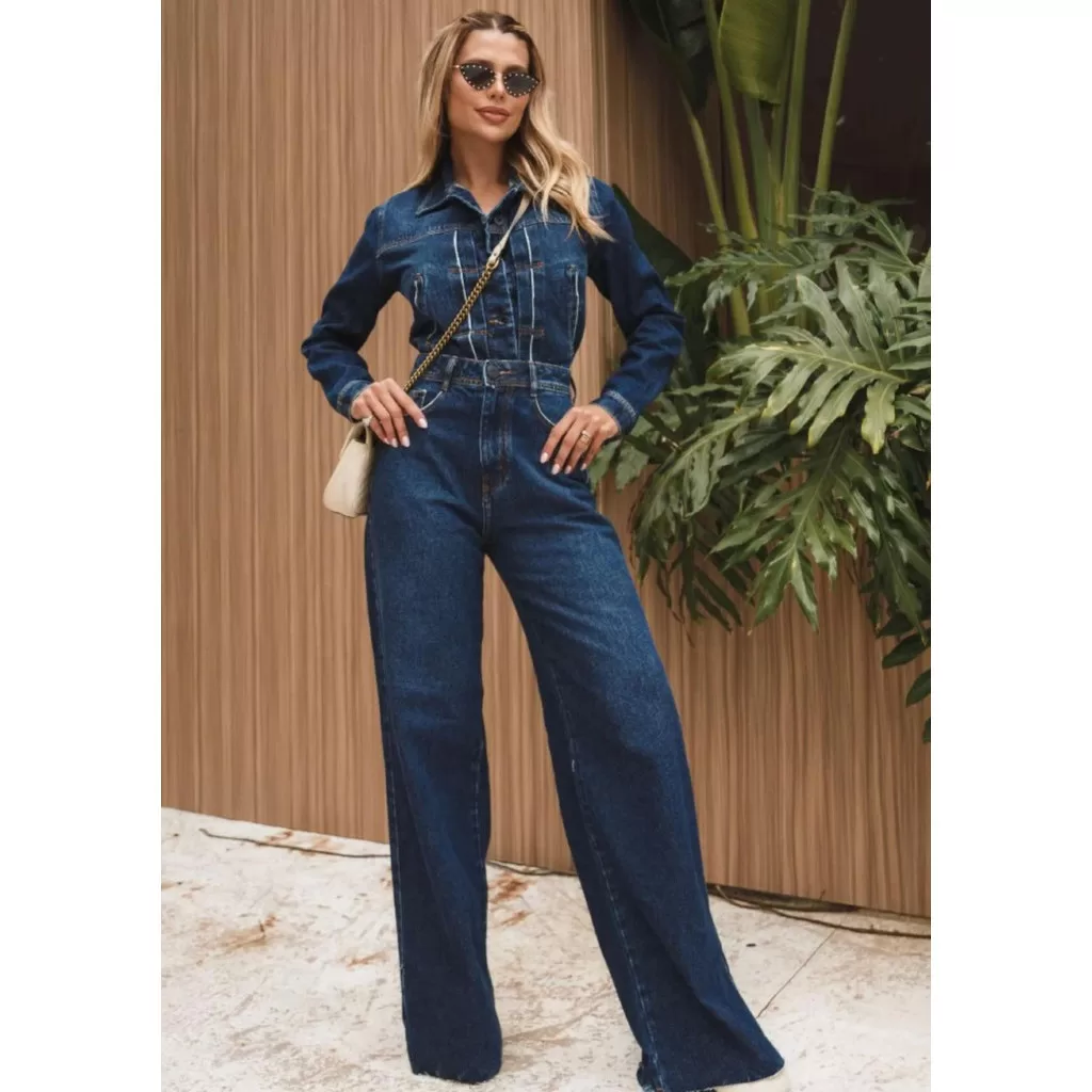 CALÇA WIDE LEG JEANS ESCURO
