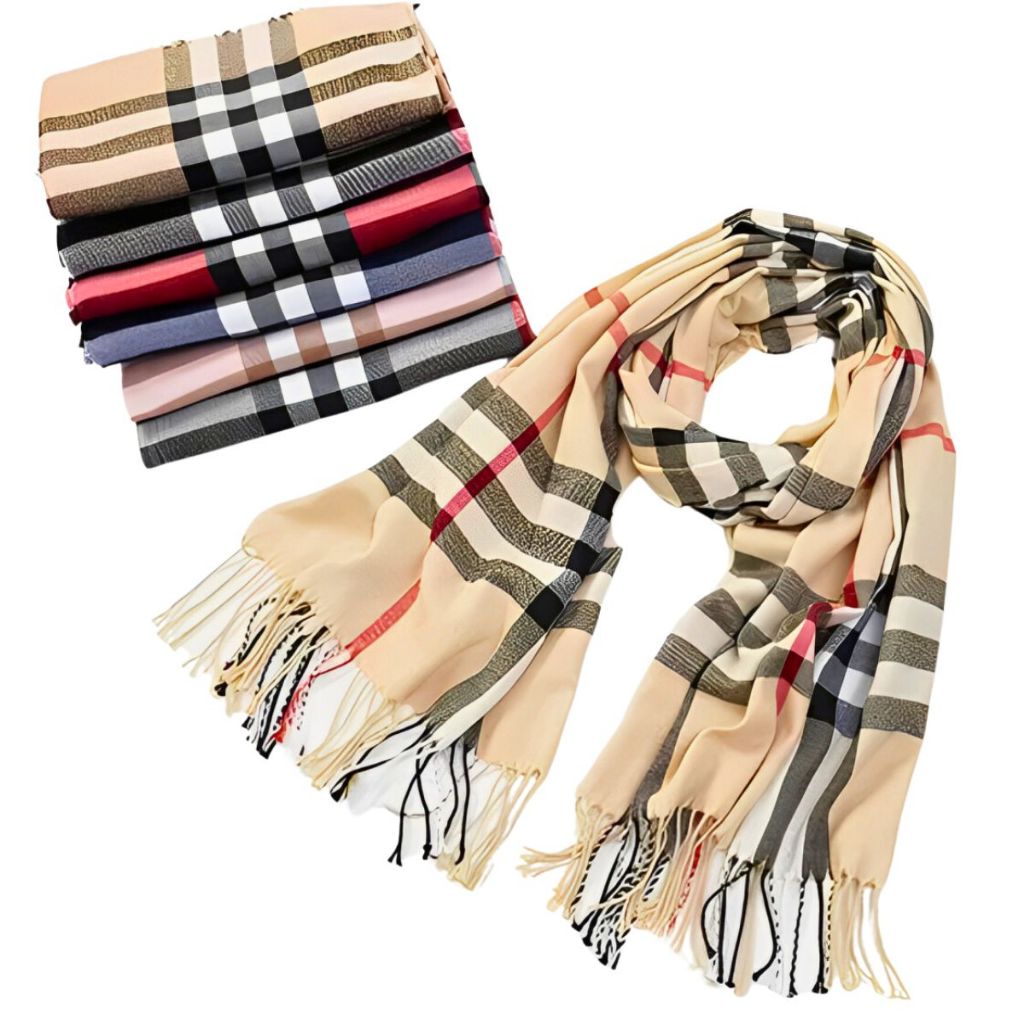 Kit 12 Cachecol Xadrez Feminino Lenço Pashmina Echarpe Unissex