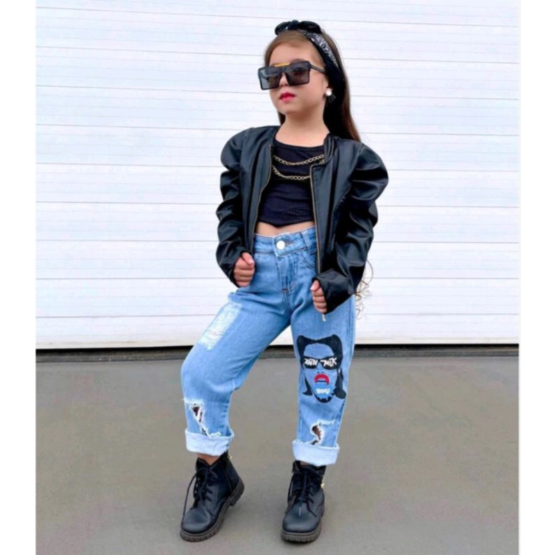 Blusa Jaqueta Infantil Menina Jaquetinha De Couro Sintético Com Zíper Inverno Infantil 4 ao 10