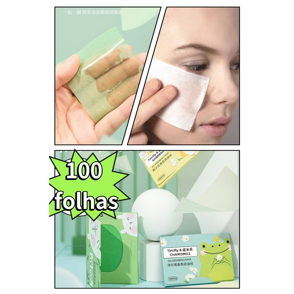 100 Folhas Papel antibrilho Papel matificante /Absorvente De óLeo Facial  Caixa De FragrâNcia beleza